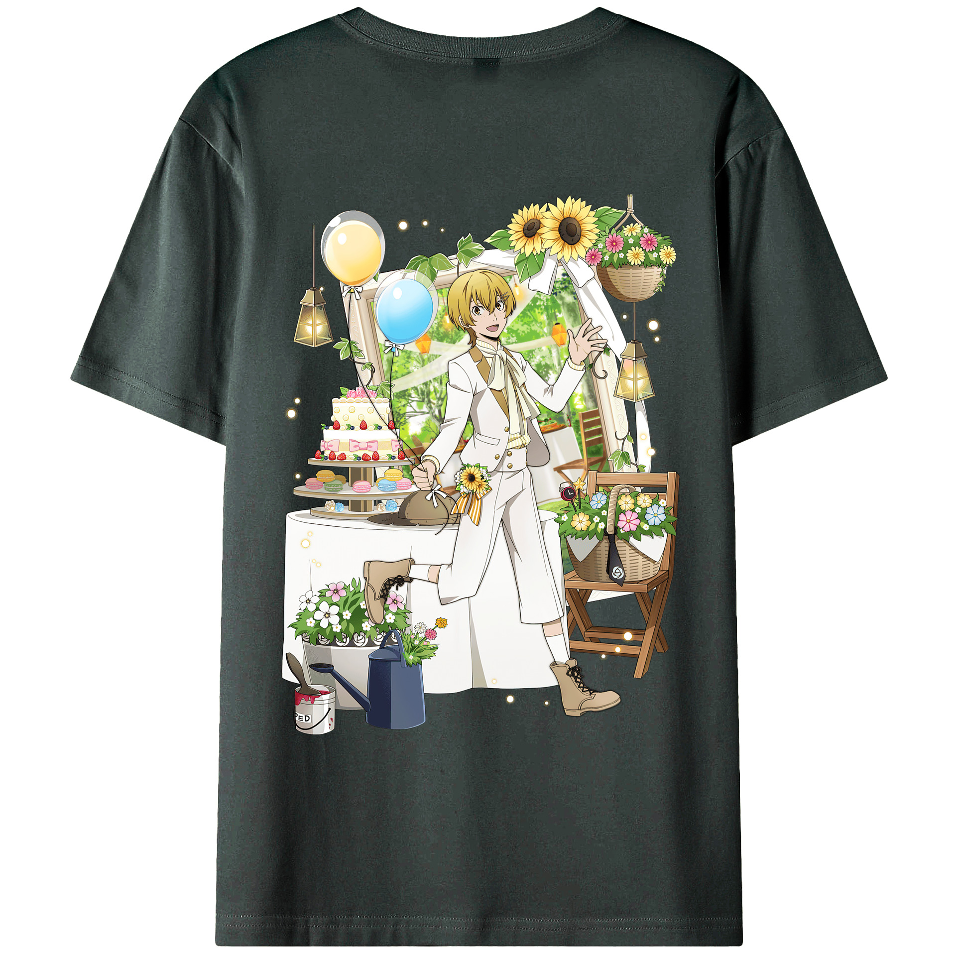 （画像用） 文豪ストレイドッグス Bungo Stray Dogs 綿100％ メンズ半袖Tシャツ（バックプリント） 通気性